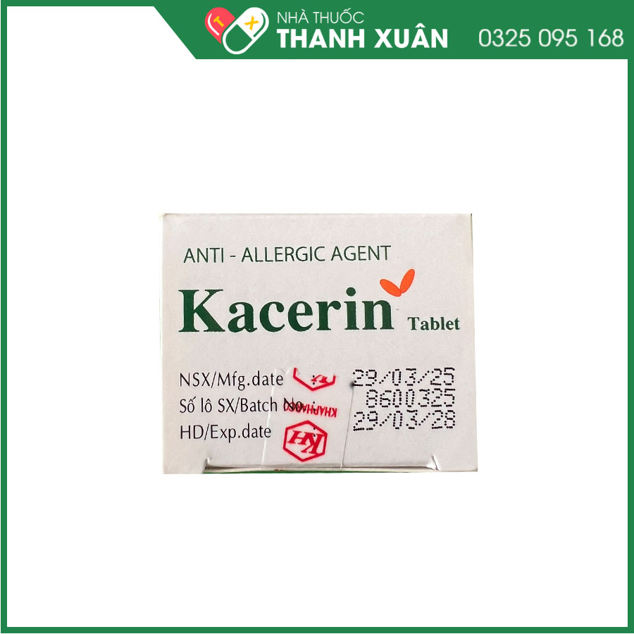 Kacerin điều trị dị ứng, mày đay và viêm mũi dị ứng
